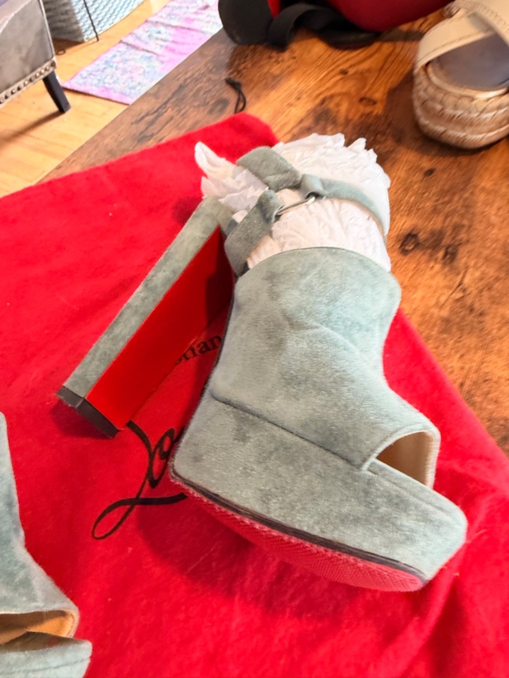 Christian Louboutin Tamilia 140 Suede pale blue platform heels - Picture 2 of 14